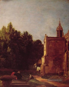  Constable Malerei - Eine Kirche Veranda romantische John Constable